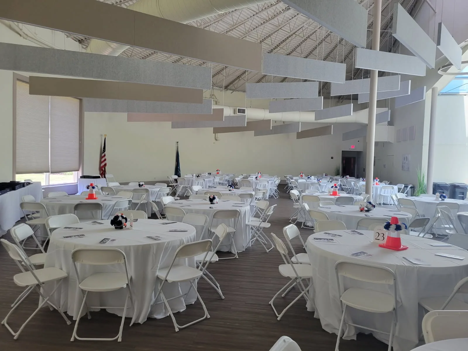 Delmarva Room arranged with tables for a private event